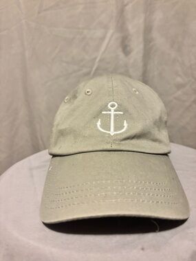 East Coast Lifestyle Neutral Anchor Embroidered Baseball Cap - Olive
